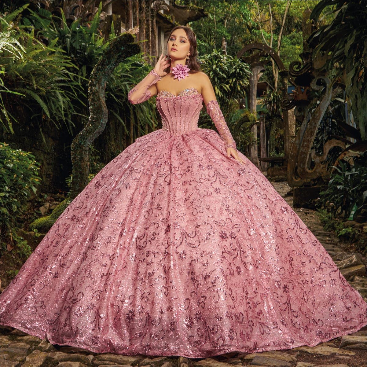 EV31-631 — BLUSH ORO - Caza Blanca Couture Phoenix Quinceañera dress