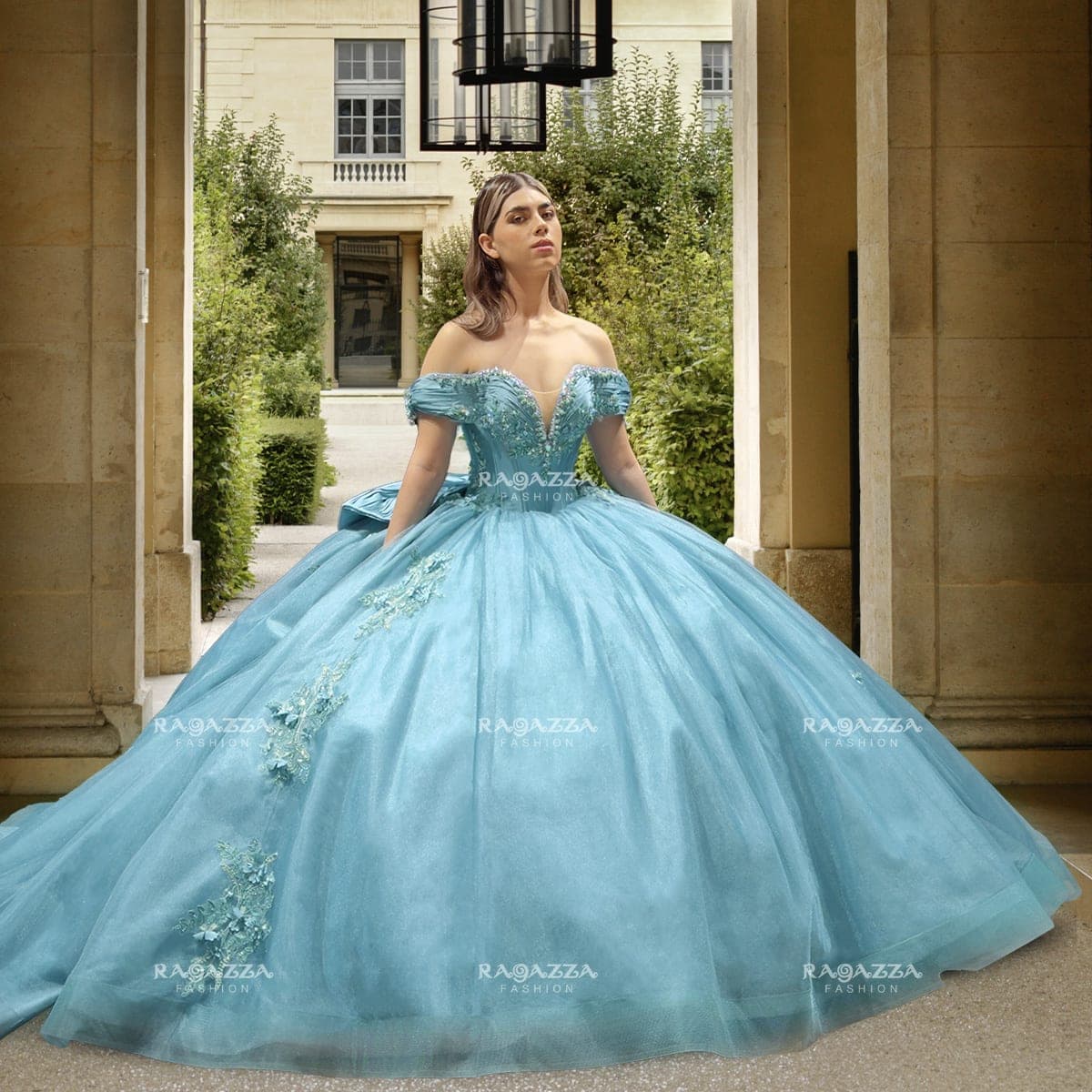 EV41-641 — SAGE - Caza Blanca Couture Phoenix Quinceañera dress