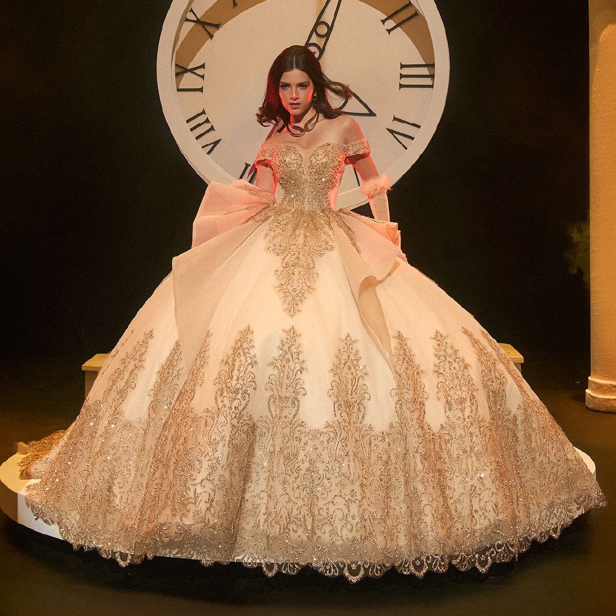 EV74-674 — CHAMPAGNE - Caza Blanca Couture Phoenix Quinceañera dress