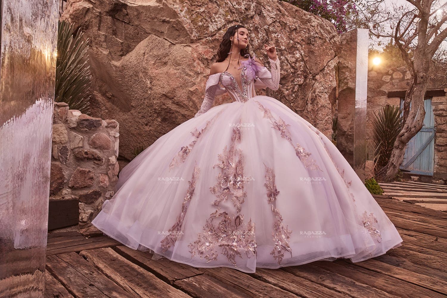 EV88-688 — IVORY LILA - Caza Blanca Couture Phoenix Quinceañera dress