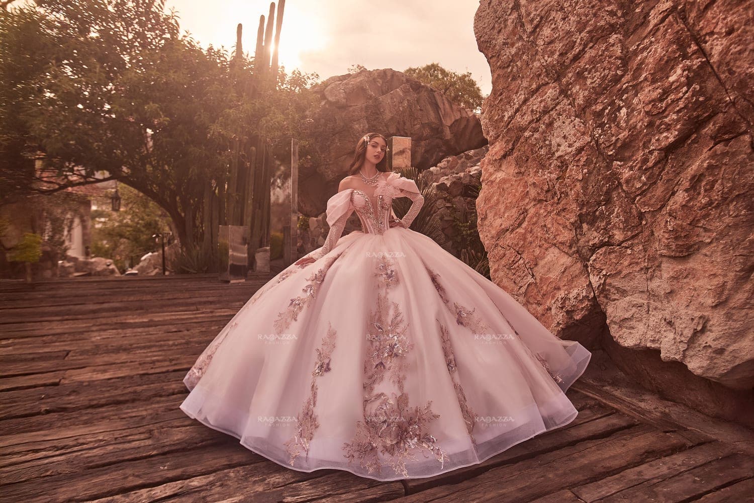 EV88-688 — IVORY ROSA - Caza Blanca Couture Phoenix Quinceañera dress