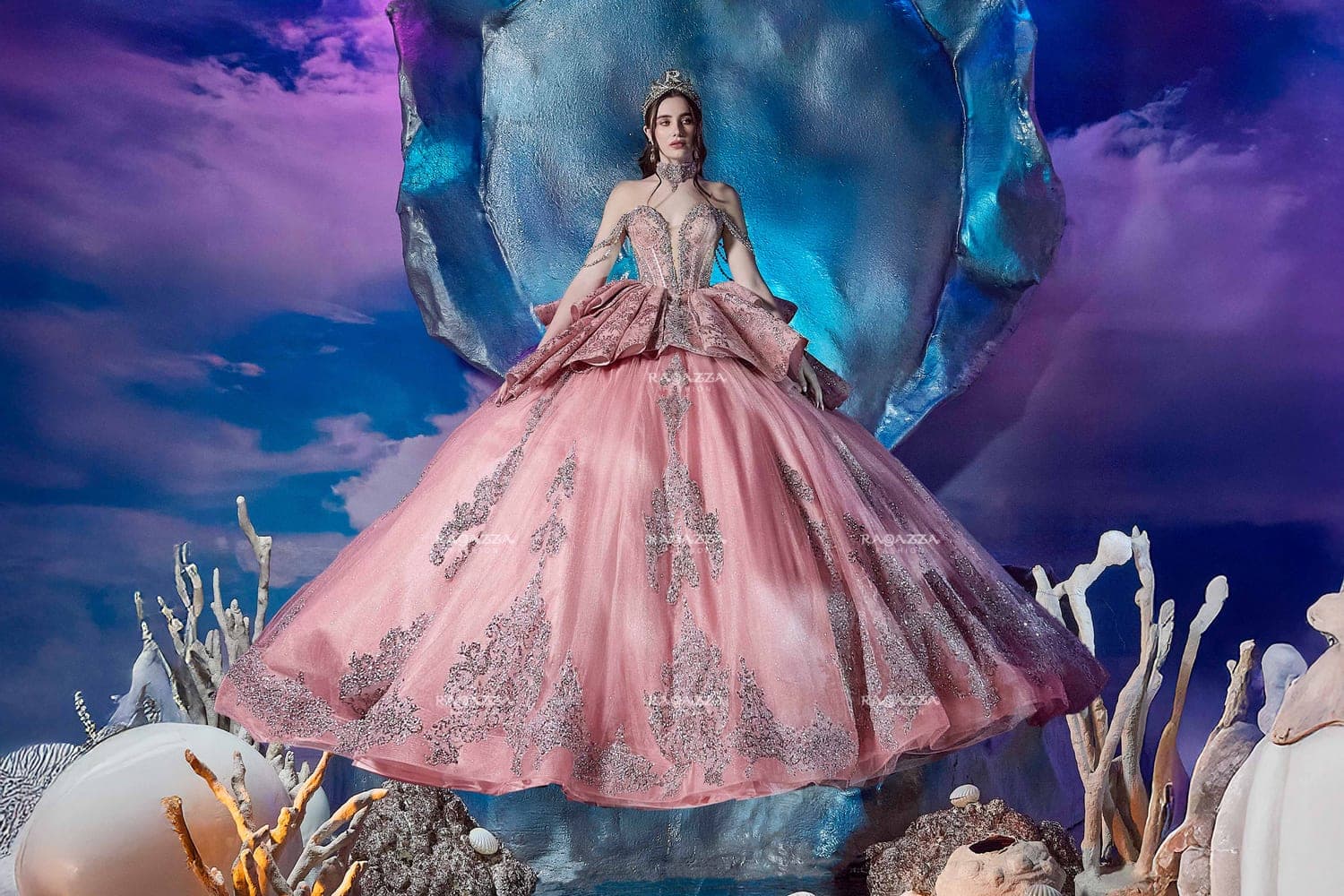 FV01-701 — BLUSH PLATA - Caza Blanca Couture Phoenix Quinceañera dress