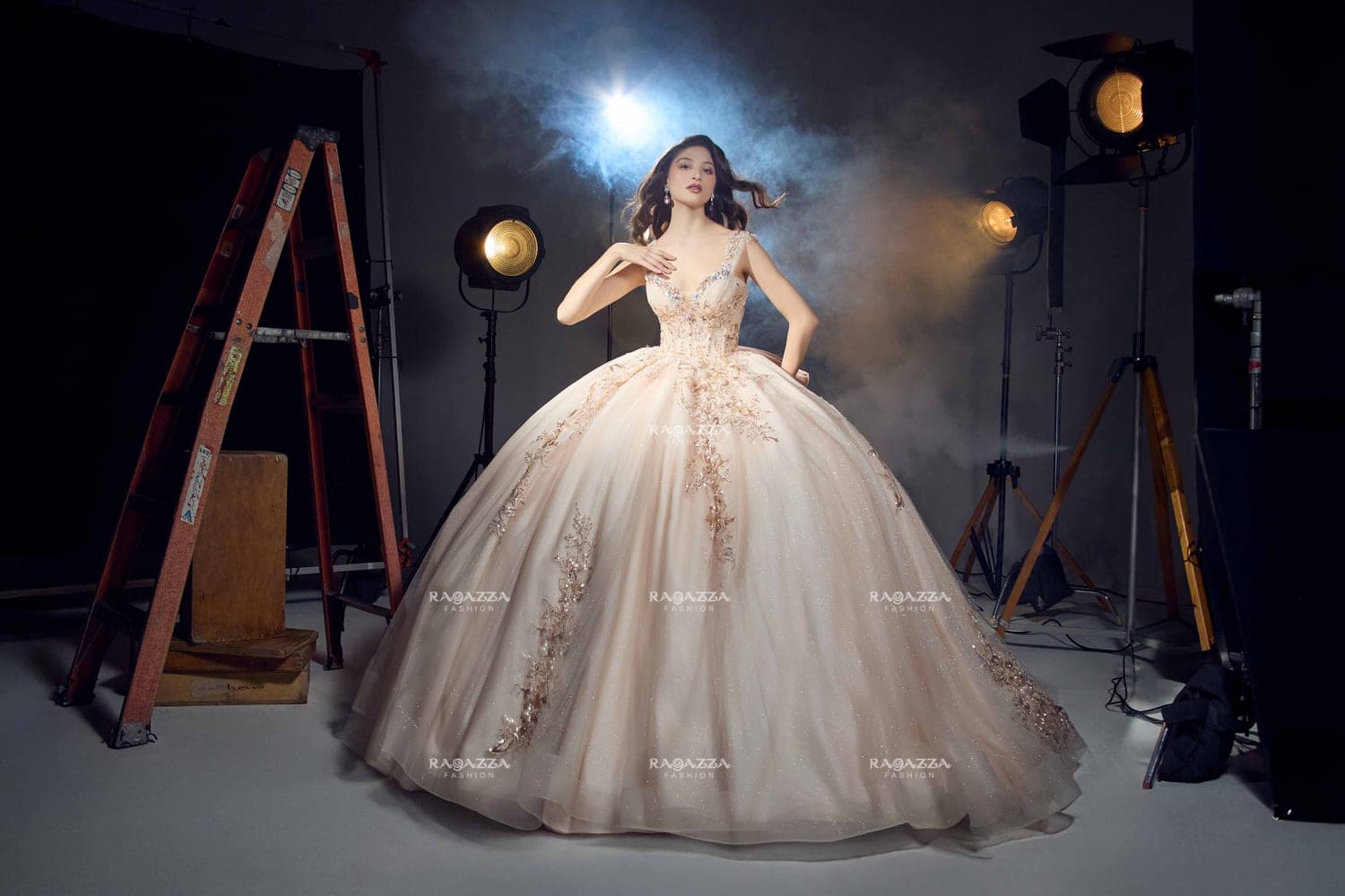NRA-012 — CHAMPAGNE - Caza Blanca Couture Phoenix Quinceañera dress