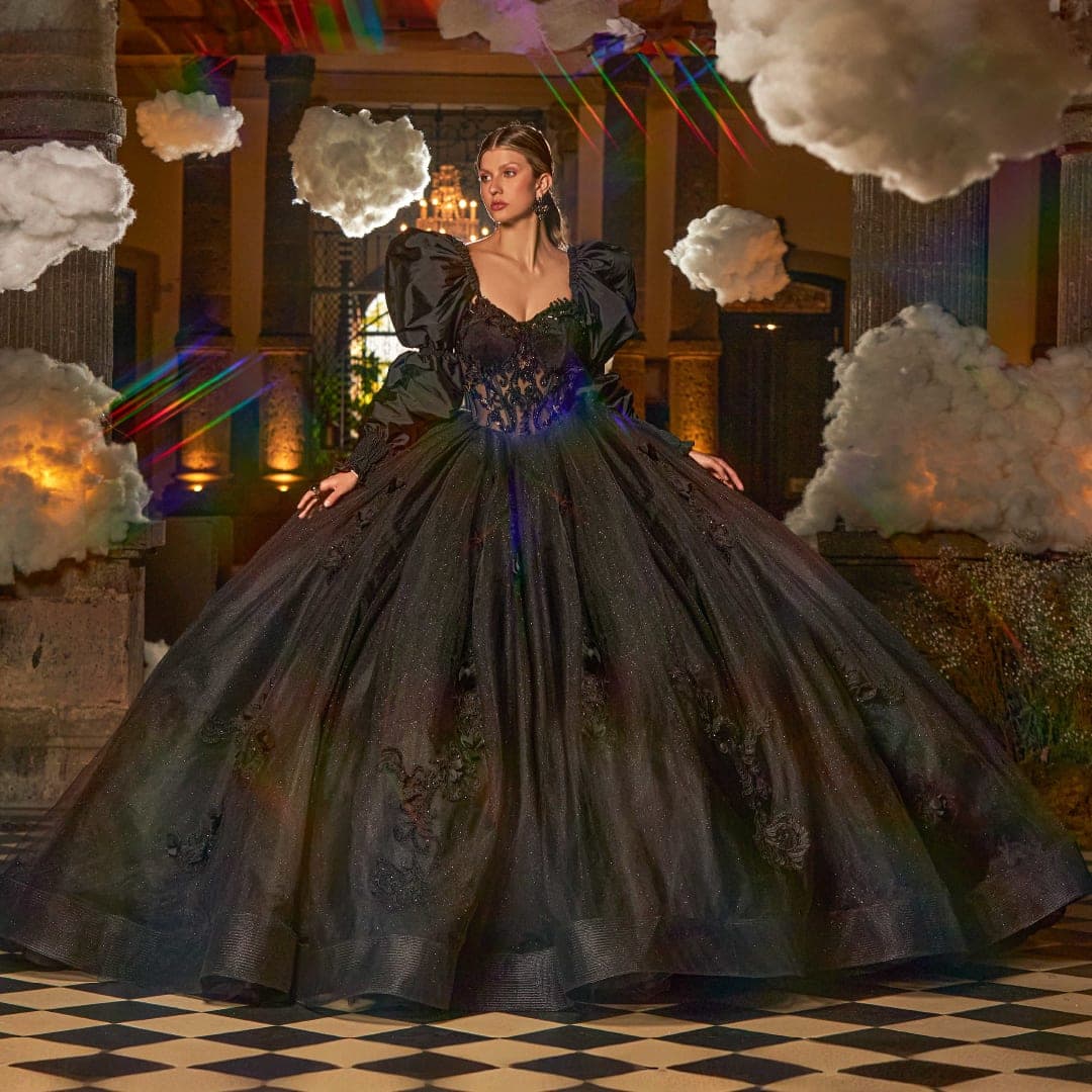 EV55-655 — NEGRO - Caza Blanca Couture Phoenix Quinceañera dress