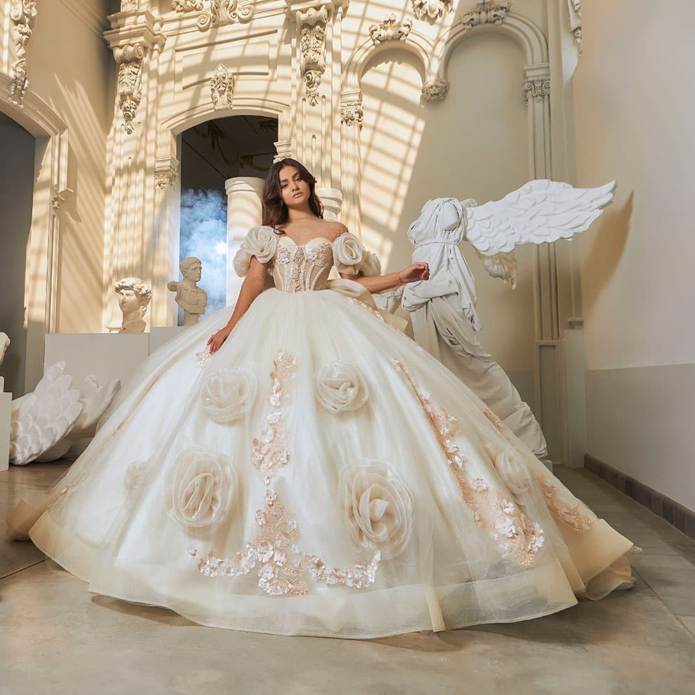 EV63-663 — IVORY ORO - Caza Blanca Couture Phoenix Quinceañera dress