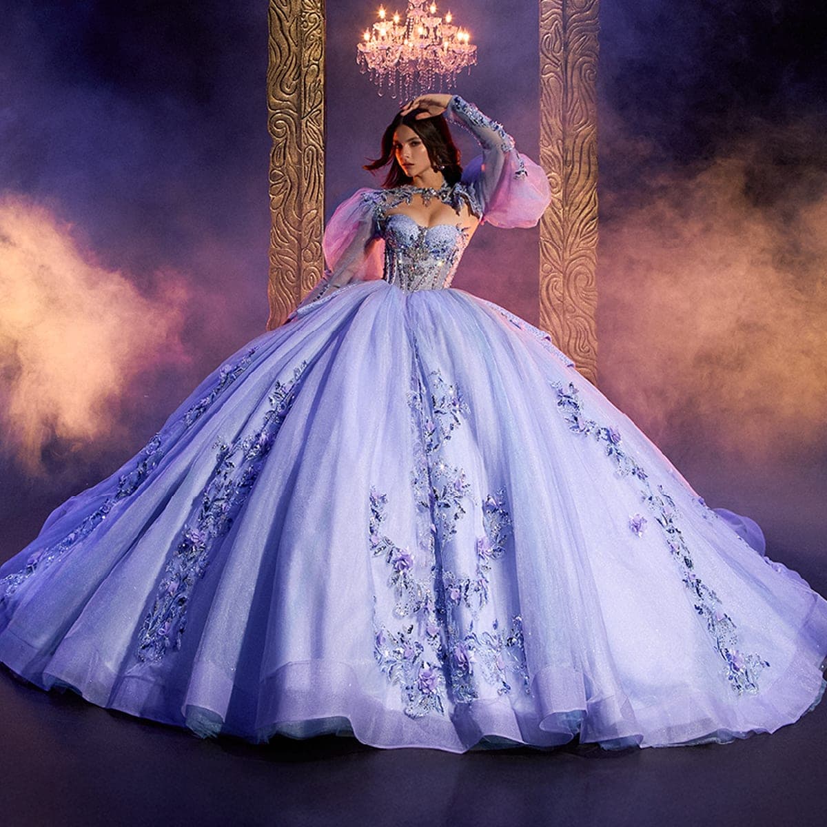 EV77-677 — LILA CELESTE - Caza Blanca Couture Phoenix Quinceañera dress