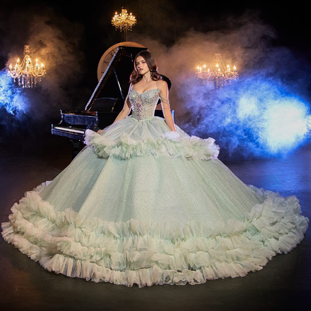 EV78-678 — SAGE - Caza Blanca Couture Phoenix Quinceañera dress