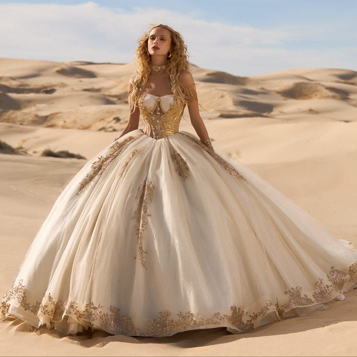 EV84-684 — IVORY ORO - Caza Blanca Couture Phoenix Quinceañera dress