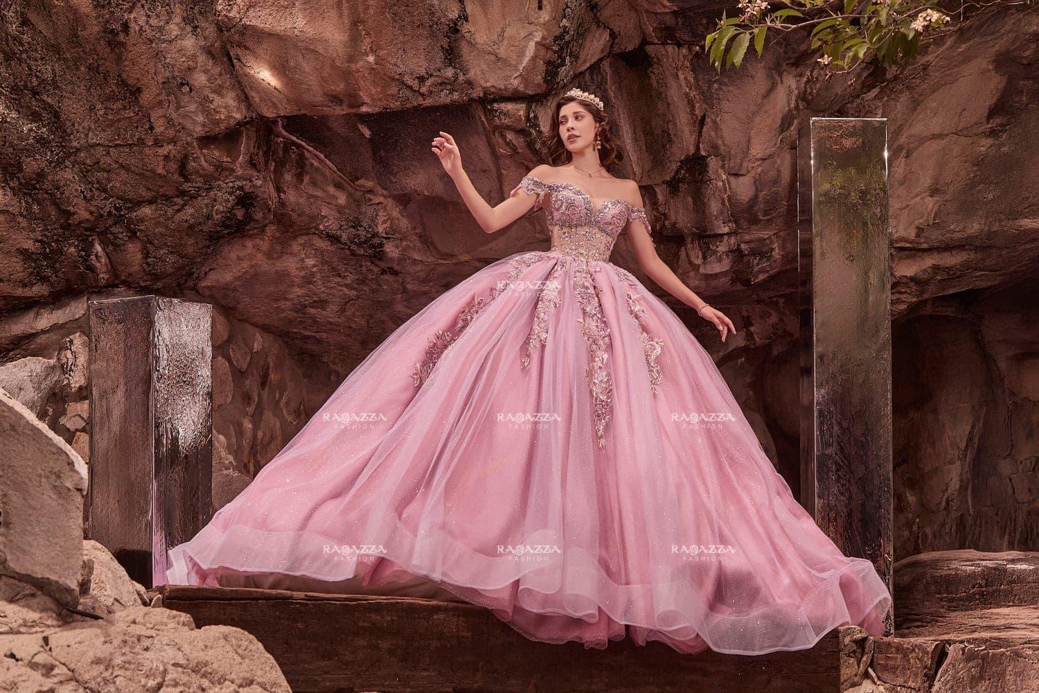 EV90-690 — CHERRY - Caza Blanca Couture Phoenix Quinceañera dress