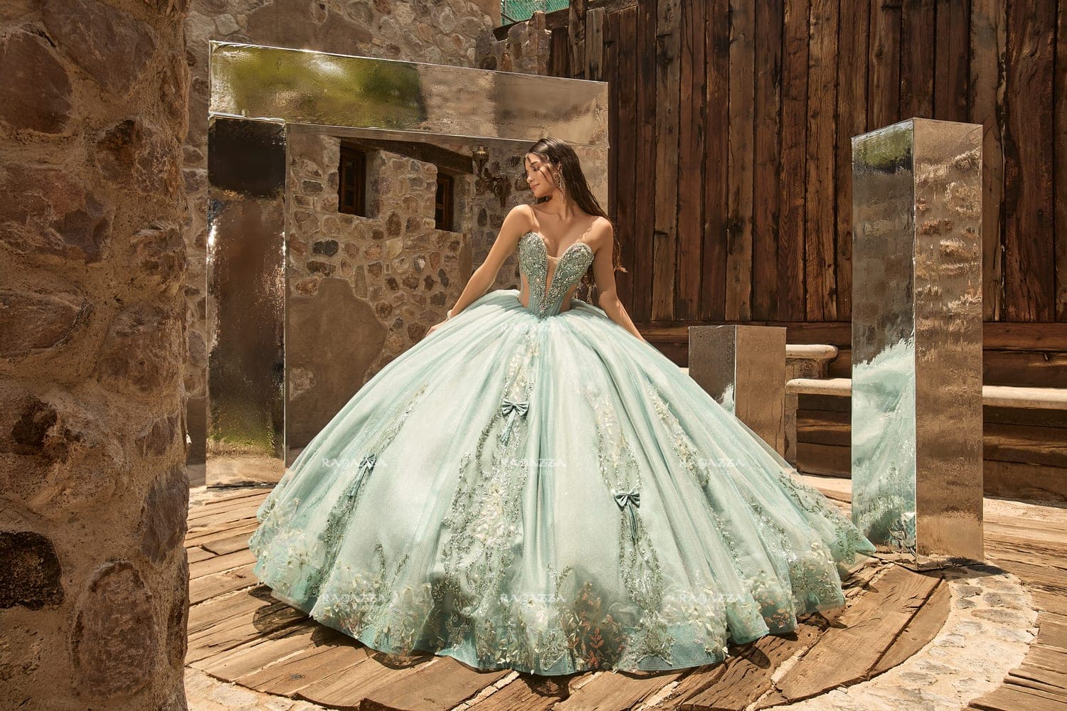 EV94-694 — SAGE PLATA - Caza Blanca Couture Phoenix Quinceañera dress