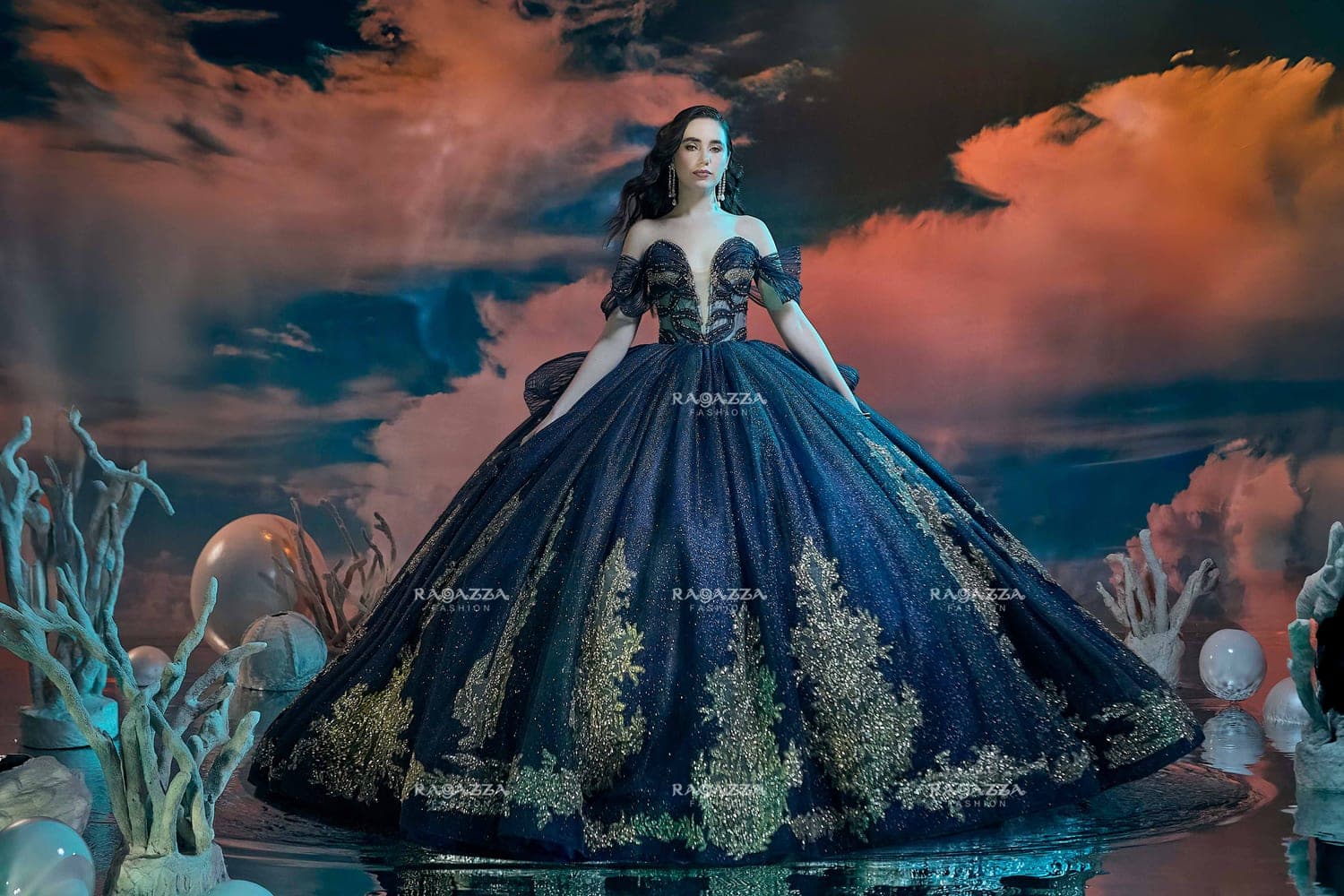 FV02-702 — NAVY ORO - Caza Blanca Couture Phoenix Quinceañera dress