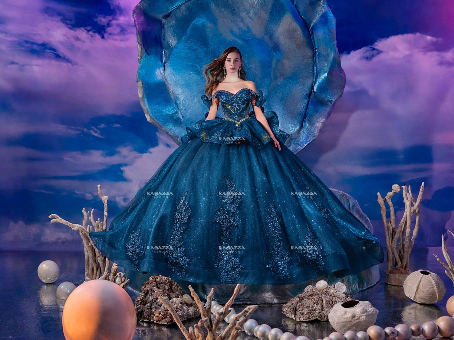 FV03-703 — NAVY ORO - Caza Blanca Couture Phoenix Quinceañera dress