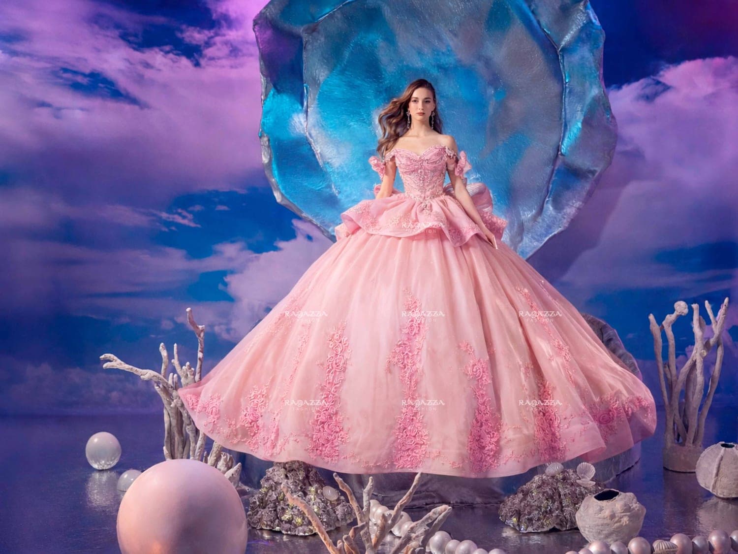 FV03-703 — ROSA BABY ORO - Caza Blanca Couture Phoenix Quinceañera dress
