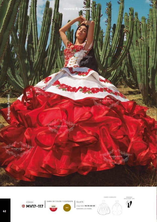 MV17-117 — IVORY ROJO - Caza Blanca Couture Phoenix Quinceañera dress
