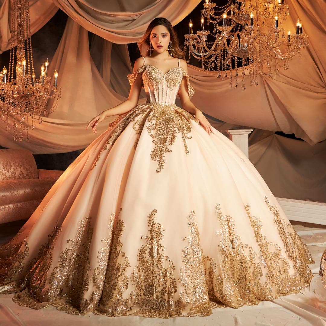 PRM-004 — CHAMPAGNE - Caza Blanca Couture Phoenix Quinceañera dress